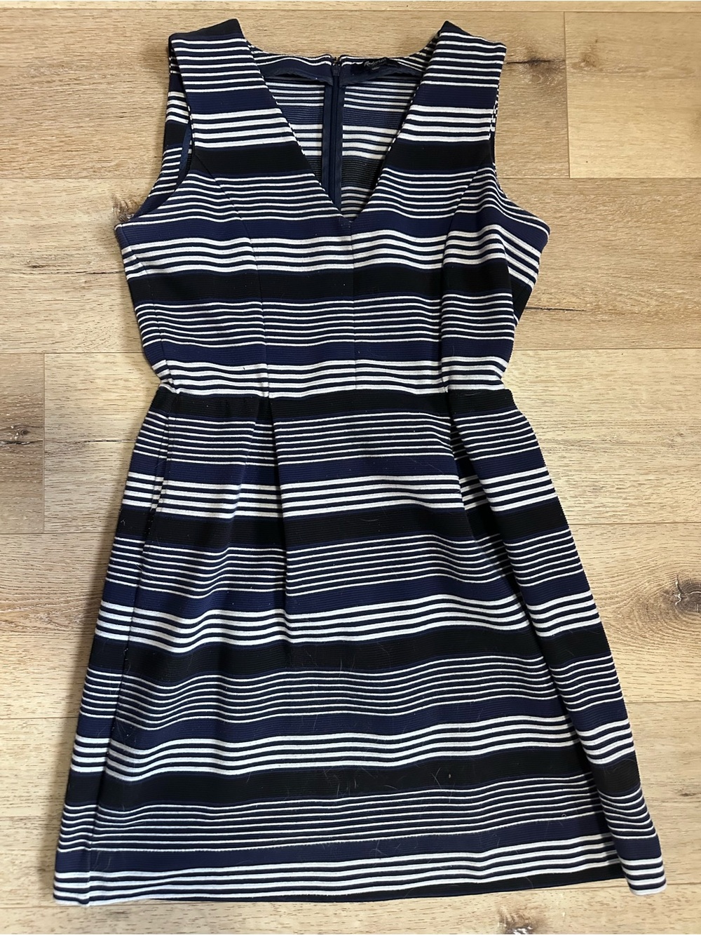 Madewell Navy and White Striped Fit-and-Flare Dress